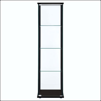 Vitrine à 4 tablettes avec porte en verre à ouverture par pression et tablettes trempées