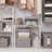 3 Pack Foldable Fabric Bin Set with Lid and Handle-1861373954