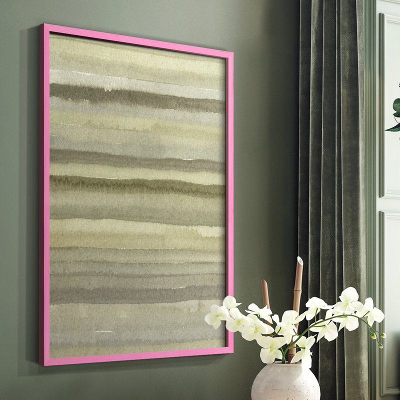 Impression encadrée «Lines in Neutral II» - bois massif, Rose, H 10 po x l 8 po