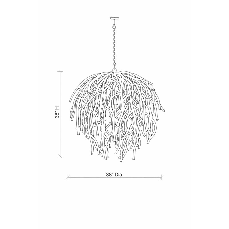 Jute Coral Chandelier - Ballito, 38" H x 38" W x 38" D, 4 Lights