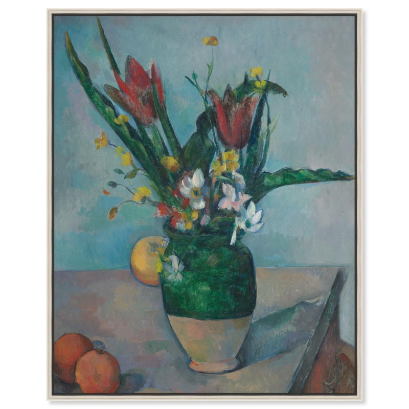 Vase tulipes par Art Remedy, Noir, H 21 po x l 17 po, Cadre flottant