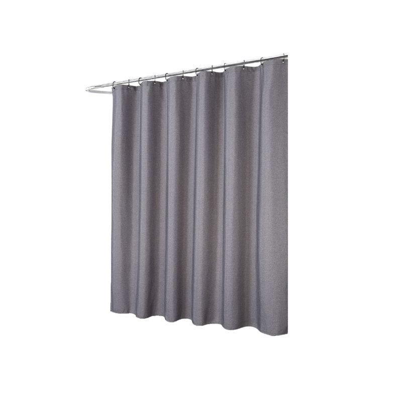 Heavy Weight Fabric Bath Shower Curtain with Hooks Hotel Luxury Washable, Grey, 180 x 210 cm