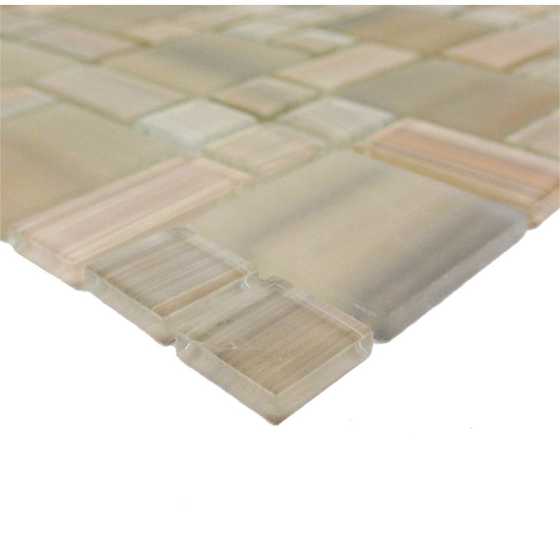 Handicraft 12 in. x 12 in. Stained Glass Multi Finish Versailles Mosaic Decorative Kitchen & Bathroom Wall Tile, Desert