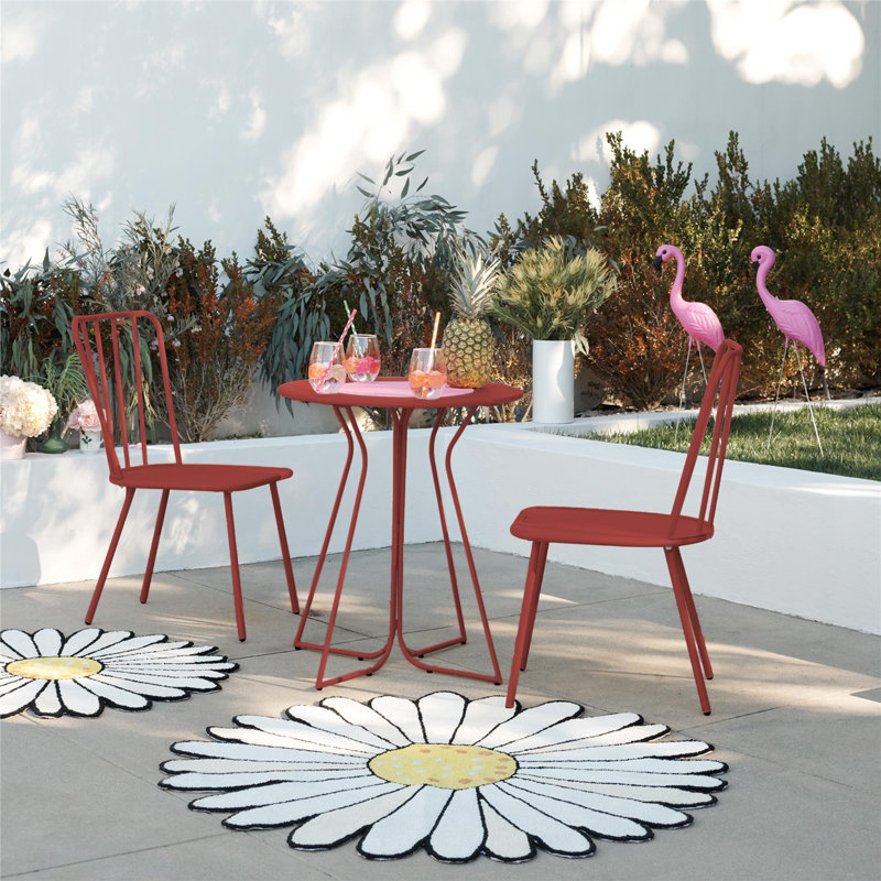 2 - Person Patio Dining Set with Round Table, Persimmon