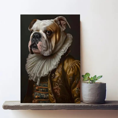 Whimsical Regal Bulldog Renaissance Canvas Print - Urban Studio