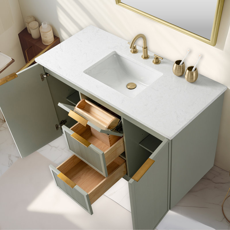 Aderyn 48" Single Vanity, Light Sage/Brushed Bronze