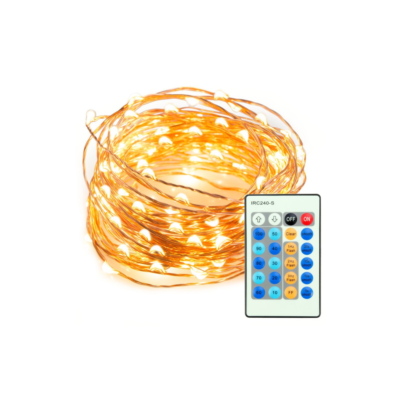 99FT LED Fairy String Lighs 300-LEDs 2700K with Remote Control