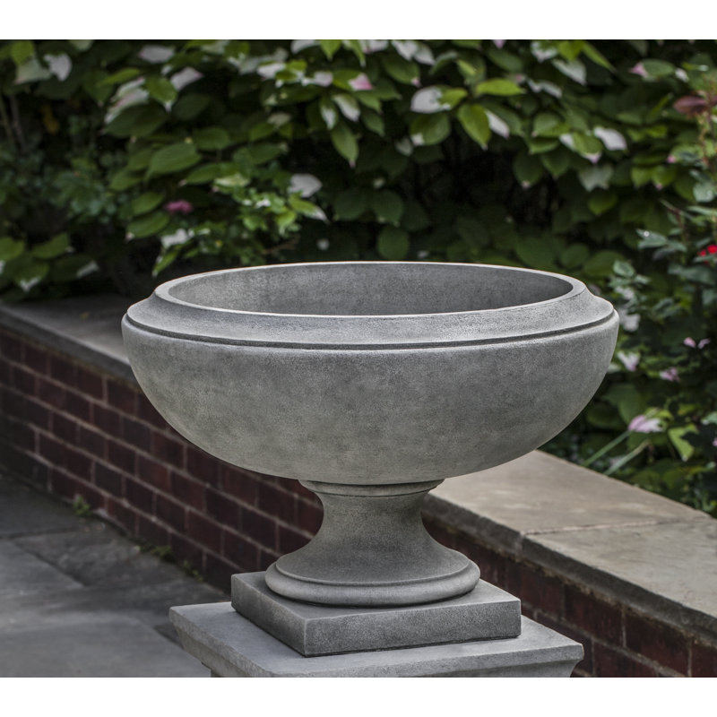 Jensen Cast Stone Urn Planter, Alpine Stone, 16" H x 23" W x 23" D