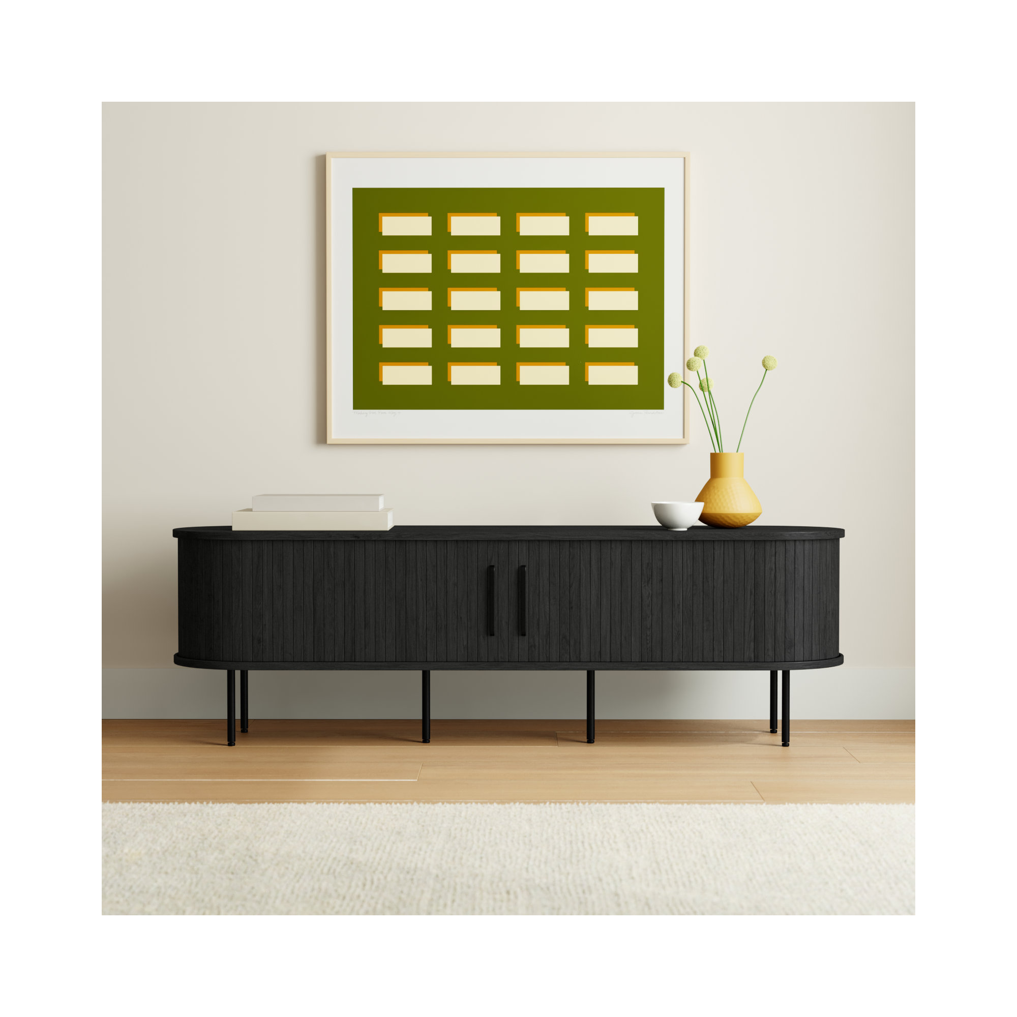 Iris 71'' Media Console, Black Oak