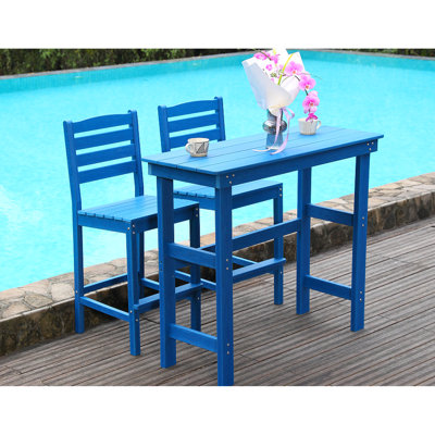 Tabourets de bar bleu marine pour le jardin extérieur, sièges pour 2 personnes de conception américaine, temps, séchage rapide, assemblage rapide, groupe de sièges, bleu, imperméable, entretien