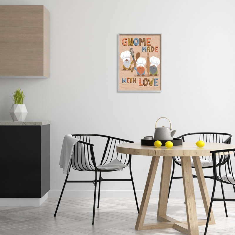 Gnome Made With Love, H 16 po x l 20 po, Cadre gris