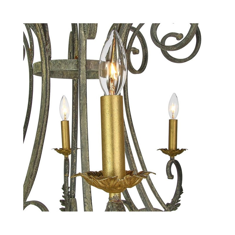 Florance 8 - Light Candle Style Empire Chandelier, Deep Ocean/Gold Wax, 120V