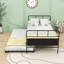 Lit plateforme simple avec lit gigogne coulissant simple et tête de lit, lattes