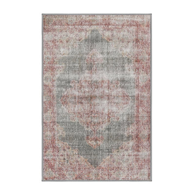 Tapis traditionnel rouge / vert mer