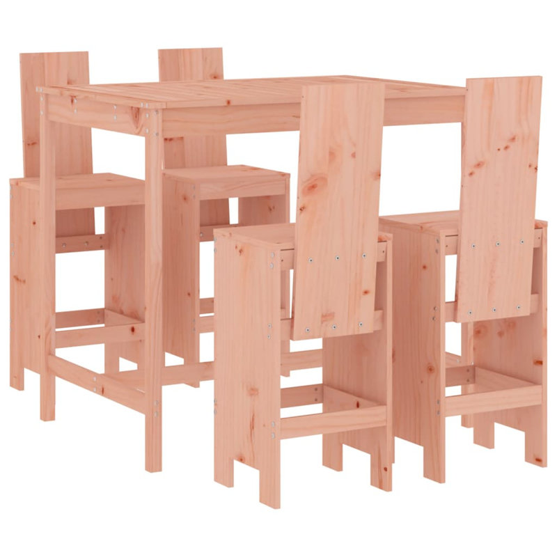 Autiana Brayden Studio Bar Set with Wood Frame and Solid Wood Outer Material, Pink
