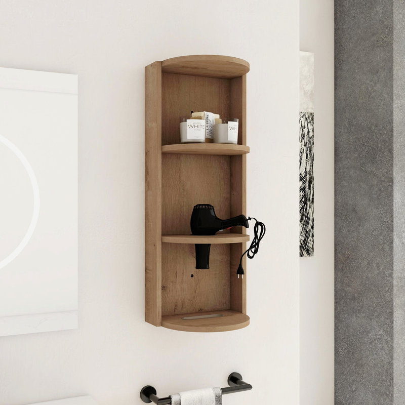 Support de rangement mural de 12 po pour salle de bain 12 po, Chêne