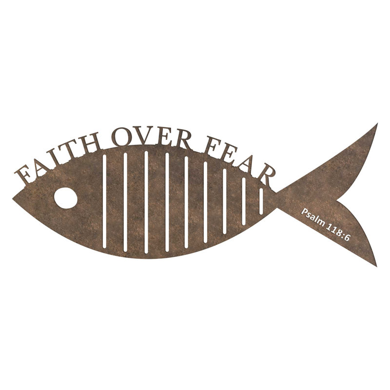 Poissons suspendus en métal «Faith Over Fear»