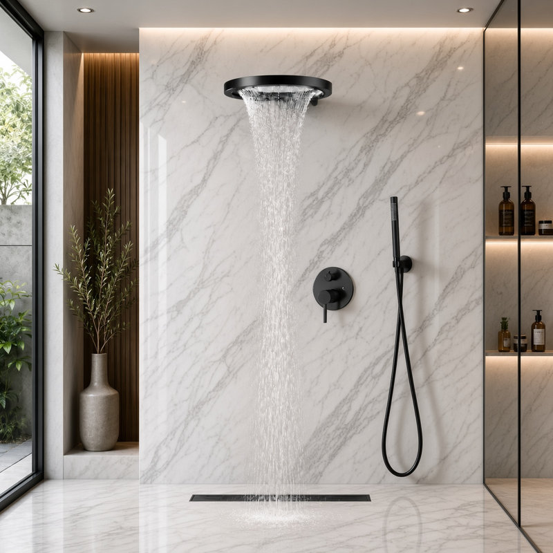 Système de douche de luxe complet 20 "Rainfal, Brushed Gold