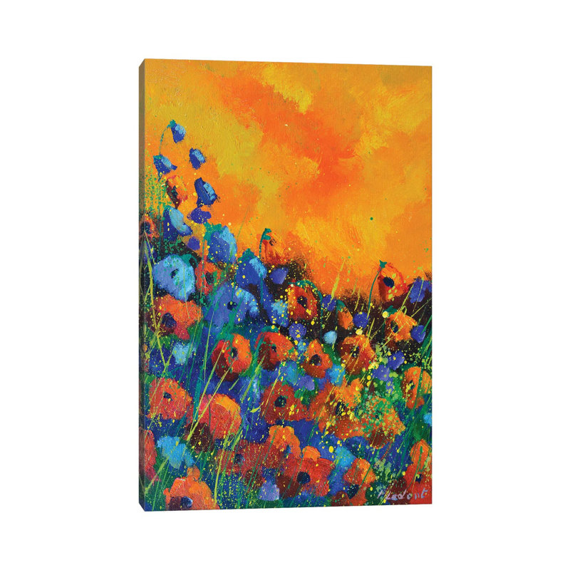 Orange Poppies by Pol Ledent - Painting on Canvas, 66.04cm H x 45.72cm W x 3.81cm D, Wrapped Canvas