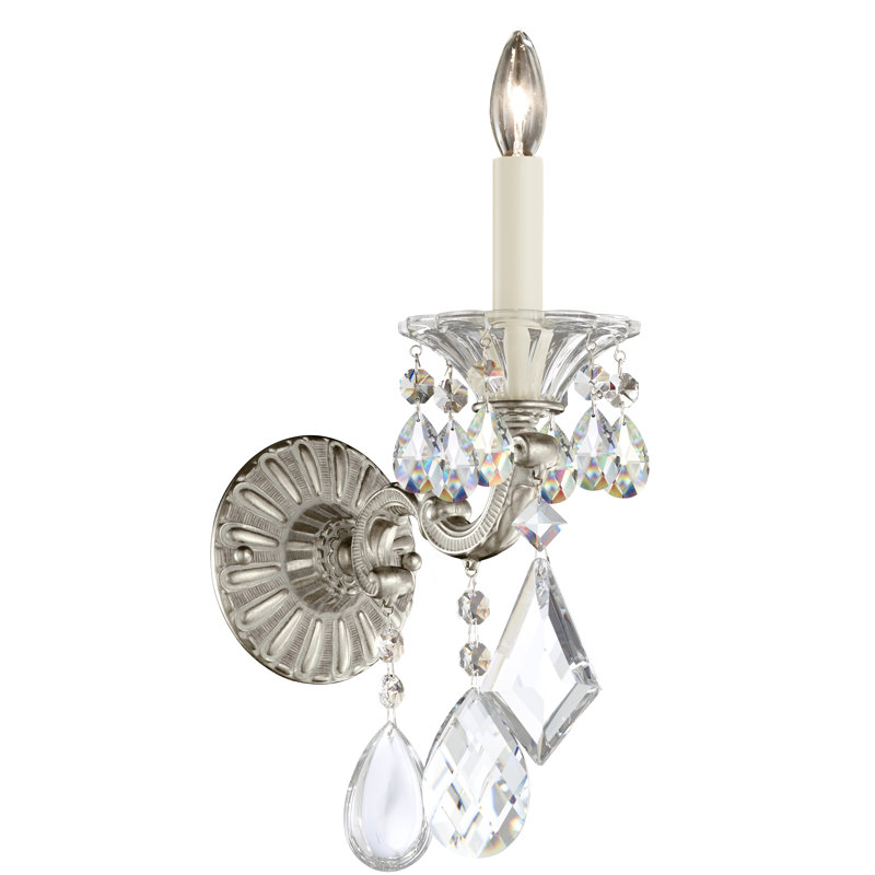 La Scala Candle Wall Light, Antique Silver, Strass Clear
