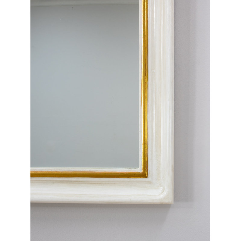 Tallulah Flat Wall Mirror, Antiqued White/Gold Leaf