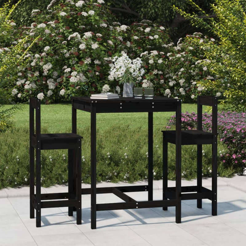 Lowene Rectangular 3 - Piece 2 - Person Outdoor Table Set, Black