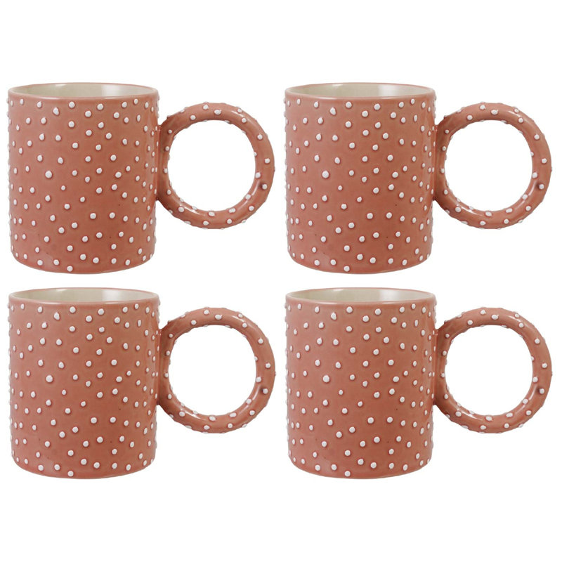 Tasse en grès rose à pois artisanaux
