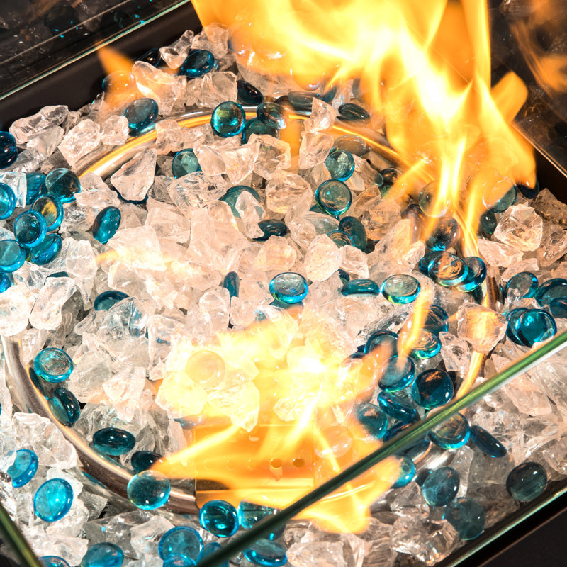 14.4in X Transparent Square Fire Table Windbreak Partition, 2.5lb Fireplace Glass , 14.4"x14.4",
