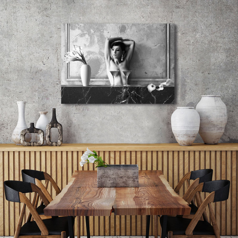3AP6117 Cocktail For Two (BW) (BW) by Julian Lauren - Wrapped Canvas Art Prints, 70cm H x 100cm W x 4cm D
