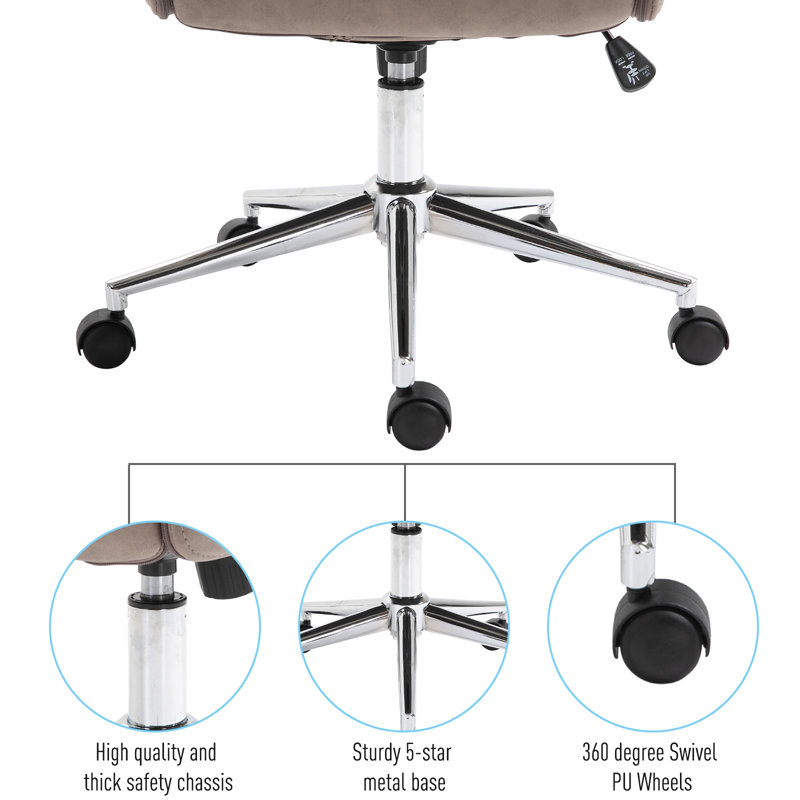 Light Grey Leather Swivel Task Chair with Chrome Base