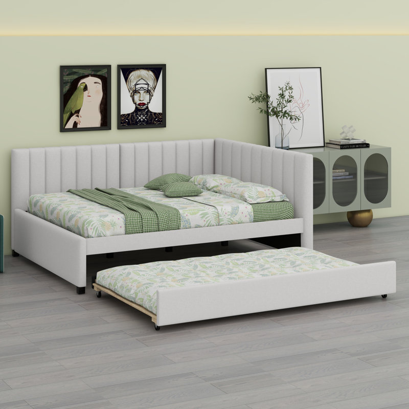 Lit de jour rembourré avec couchette, Complet/Double, Beige