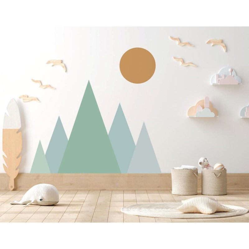Décalcomanie murale montagne, autocollant mural triangle montagne, décorations pour chambre d'enfant, décor de chambre d'enfant, autocollants muraux