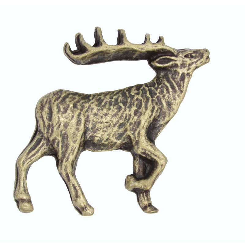 Poignée fantaisie surdimensionnée 1 22/25 po Elk, Laiton antique