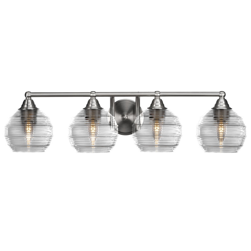 Barre d'éclairage de salle de bain 4 lumières Michell, Nickel brossé