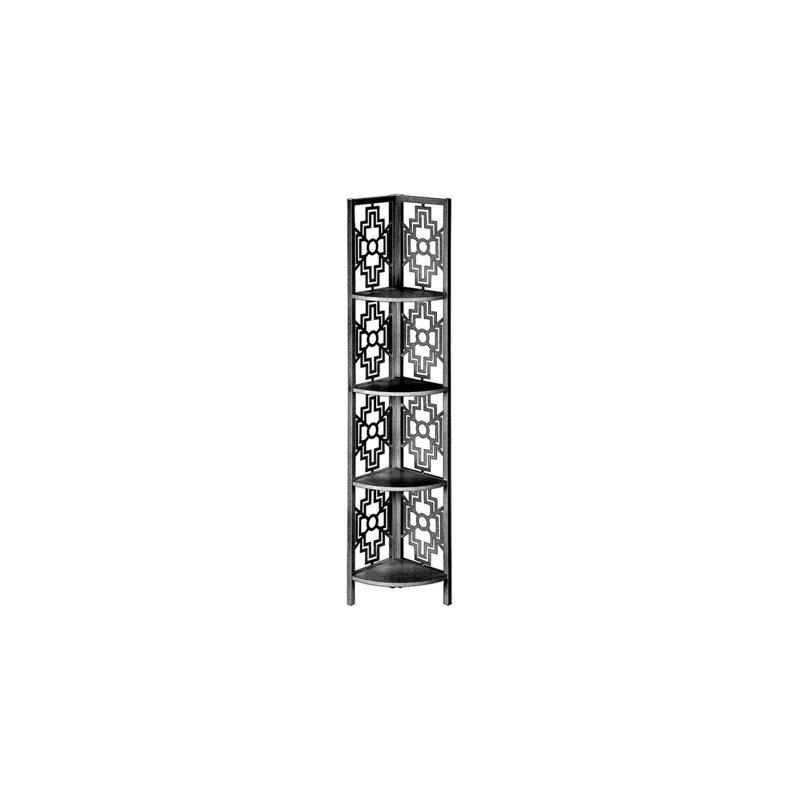 Bookshelf, Bookcase, Etagere, Corner, 4 Tier, 62"H, Office, Bedroom Laminate Metal, Transitional