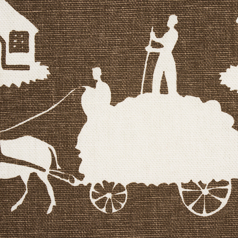 Farm Scene Fabric, Brown
