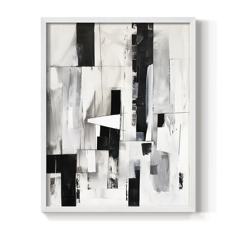 ABSTRACT Series XL - Impression encadrée de qualité supérieure - Prêt à accrocher - Aucun clou requis, Blanc