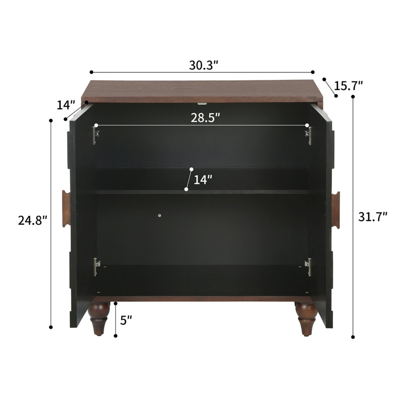 Buffet 30,31 "avec motif en nid d'abeille, armoire d'appoint moderne, 31.7" H x 30.31" W x 15.7" D, Antique brown