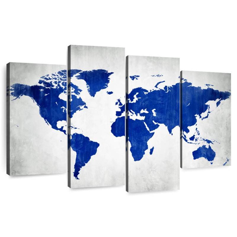 Carte du monde Aliaz en bleu, H 22 po x l 36 po