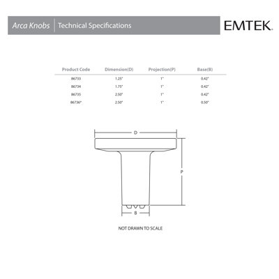 Poignée d'armoire demi-ronde Emtek Arca 2,5 po, laiton satiné