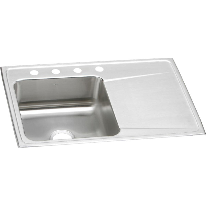 Lustertone 33" L x 22" W Drop-In Kitchen Sink, 4 hole