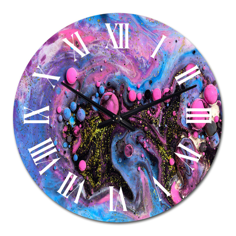 Horloge murale moderne rose et bleue, Surdimensionné