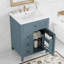 Meuble-lavabo avec lavabo, panneau de fibres à densité moyenne et bois d'hévéa, 3 tiroirs et armoire avec tablettes réglables, conception moderne pour les petites et moyennes salles de bain-1629175664-1629175666-1629175670