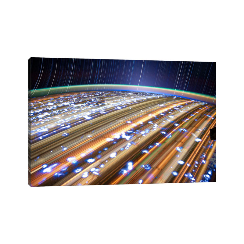 Long Exposure Star Photograph From Space III by Unknown Artist - Wrapped Canvas Painting, 30.48 cm H x 45.72 cm W