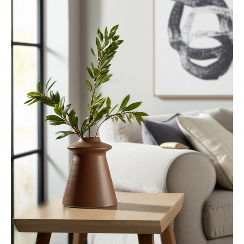 Ceramic Vase with Floral Embossed Design - Elegant Decorative Accent, 11" H x 10" W x 10" D