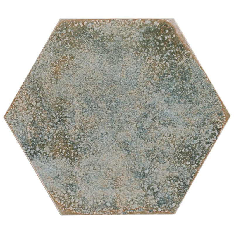 Kalay 9" Hexagon Polished Porcelain Tile, Green
