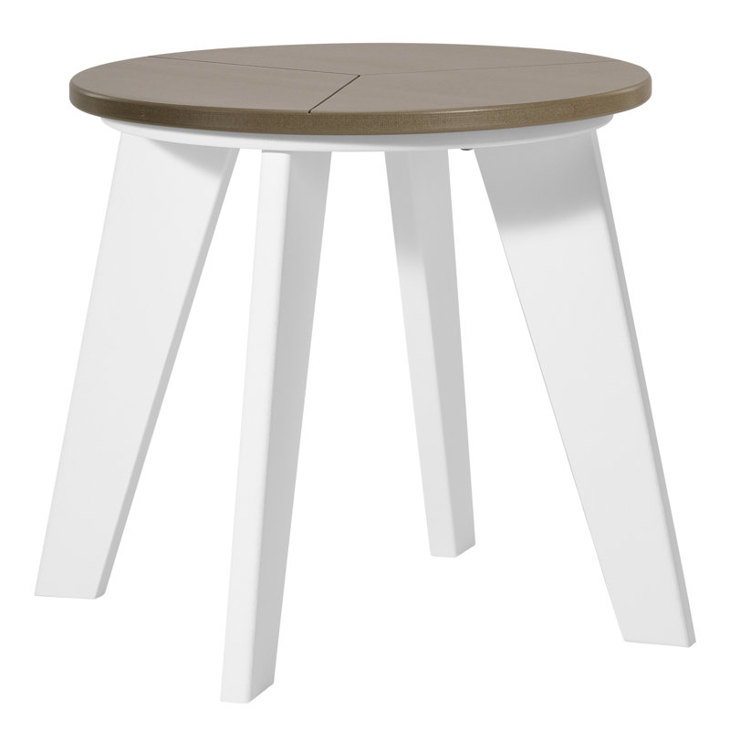Outdoor Round 18" End Table, White, White Wash
