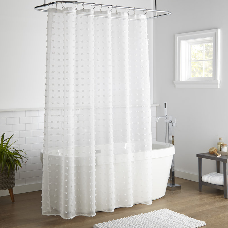 Rideau de douche simple à pois Gavril, Blanc