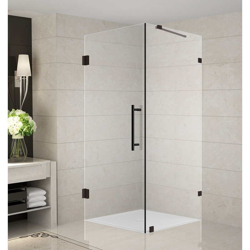 Cabine de douche carrée à charnière sans cadre 36 po x 72 po Aquadica