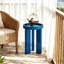 Table de bout à miroir bleu, table d'appoint ronde en verre de 23 pouces avec trois pieds, table d'appoint moderne pour le salon, la chambre à coucher ou le vestibule